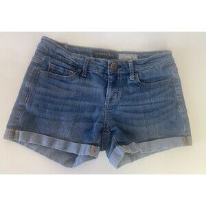 Aeropostale Midi Jean Shorts Womens Size 0 Cuffed hem